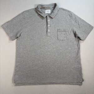 Billy Reid Pocket Polo Shirt Men's 2XL Gray Stripe‎ Stretch Soft